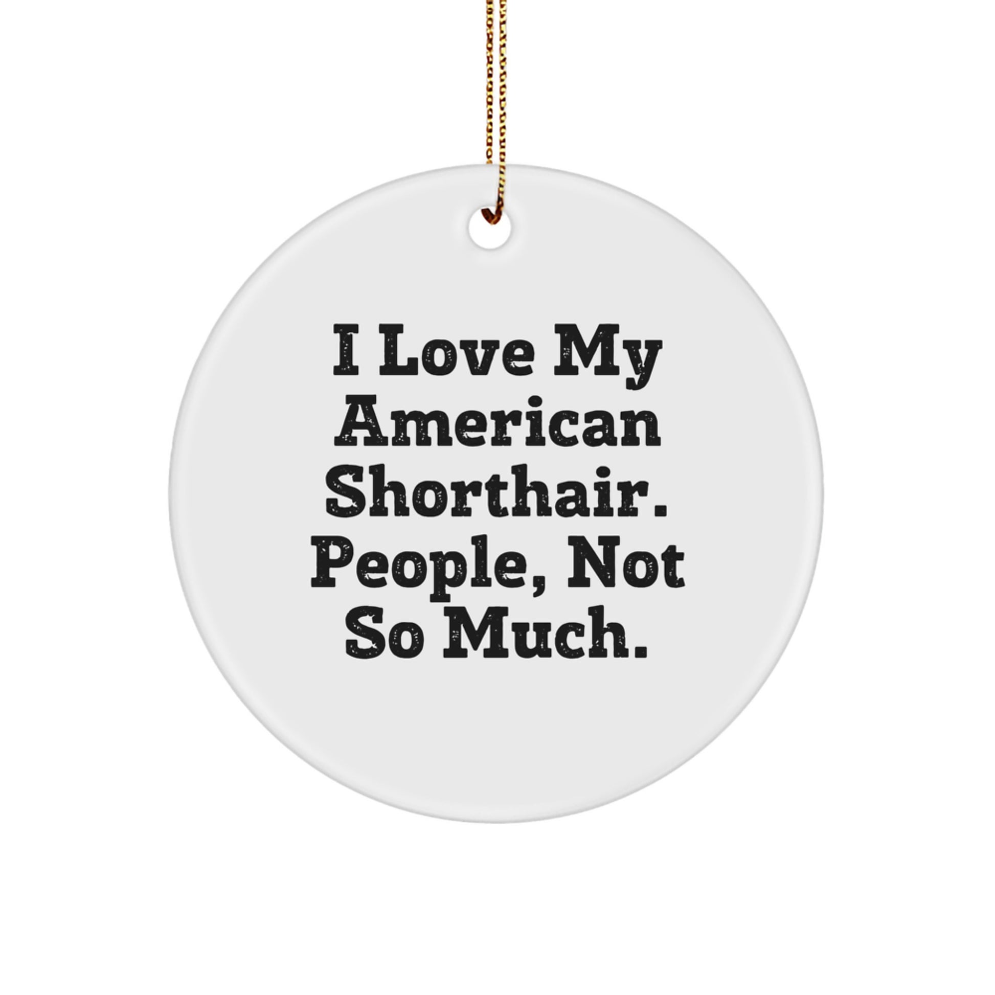 Funny American Shorthair Cat Gifts from Men, Women, and Kids, 'I Love My American Shorthair. People, Not So Much.' Circle Ornament for Christmas Unique Gifts - Image 1