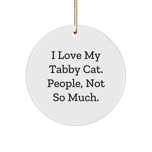 Funny Tabby Cat Circle Ornament Gifts from Women to Friends and Family for Christmas Unique Decoration - Image 1