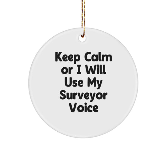 Funny Surveyor Christmas Unique Gifts for Men from Family, Unique Circle Ornament, Keep Calm Or I Will Use My Surveyor Voice - Image 1