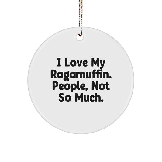 Funny Ragamuffin Cat Circle Ornaments for Christmas Unique Gifts from Friends and Family, Inspirational Cat Lover Ornament, White Color, Circle Shaped, Perfect for Ragamuffin Cat Enthusiasts - Image 1