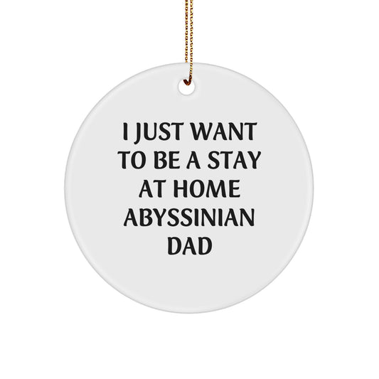 Funny Abyssinian Cat Gifts for the Stay at Home Dad, Circle Ornament for Christmas Unique Gifts from Men to Family - Image 1