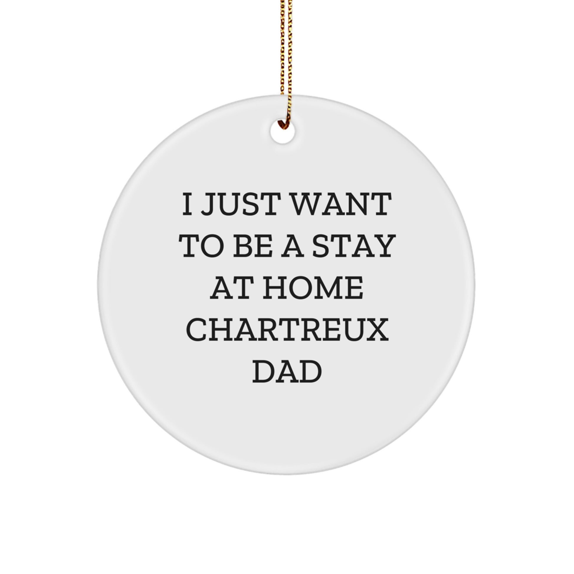 Funny Chartreux Cat Circle Ornament Gifts from Men, Women, Friends, Coworkers, Family for Chartreux Cat Lovers with I Just Want To Be A Stay At Home Chartreux Dad Quote, Unique Christmas Ornaments - Image 1