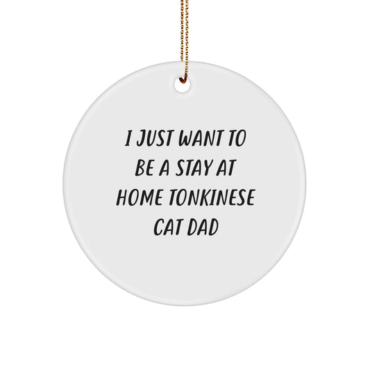 Gifts for Tonkinese Cat Lovers, Funny Tonkinese Cat Dad Circle Ornament, White Circle Shaped Decor, Christmas Unique Gifts from Friends and Family - Image 1