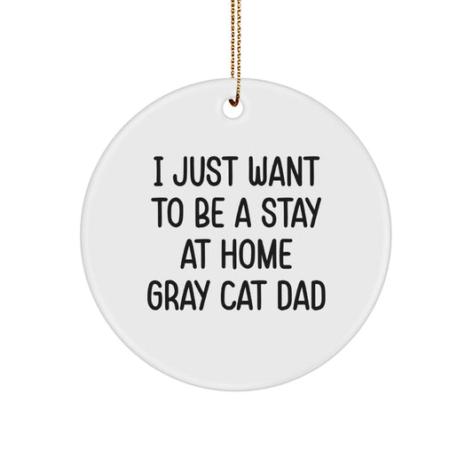 Funny Gray Cat Dad Gifts for Men, Unique Circle Ornaments for Christmas Unique Gifts from Friends - Image 1