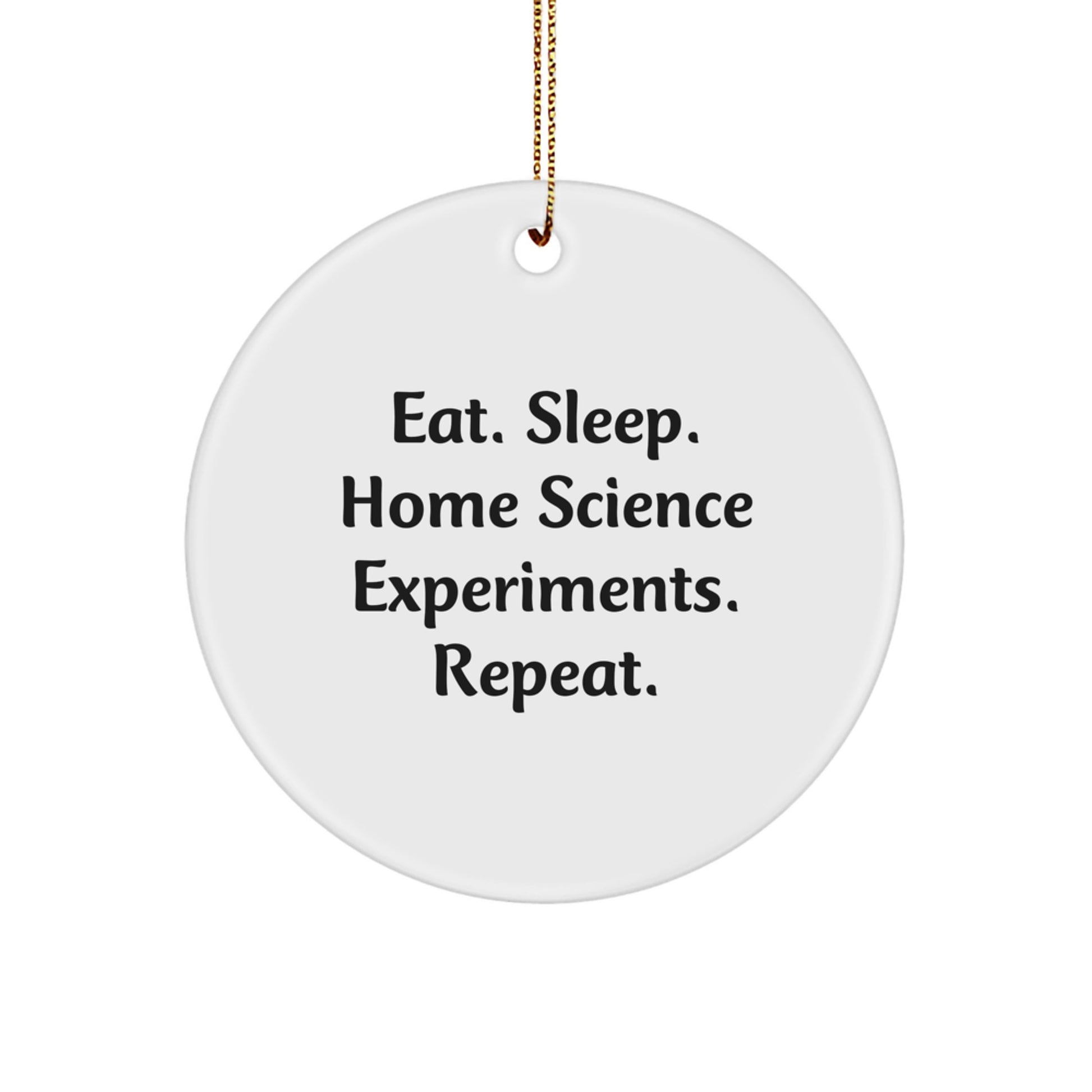 Home Science Experiments Gifts from Men, Women, Friends, Family to Home Science Experiments Enthusiasts - Cute Christmas Ornaments, Eat. Sleep. Home Science Experiments. Repeat., Circle Ornament - Image 1