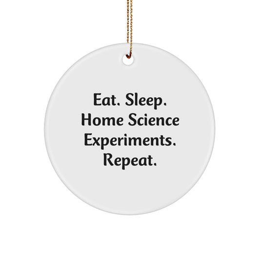 Home Science Experiments Gifts from Men, Women, Friends, Family to Home Science Experiments Enthusiasts - Cute Christmas Ornaments, Eat. Sleep. Home Science Experiments. Repeat., Circle Ornament - Image 1