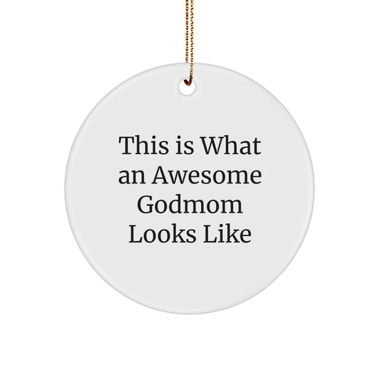 Funny Godmom Gifts from Family - Christmas Unique Circle Ornaments with Inspirational Quote for Godmothers - Image 1