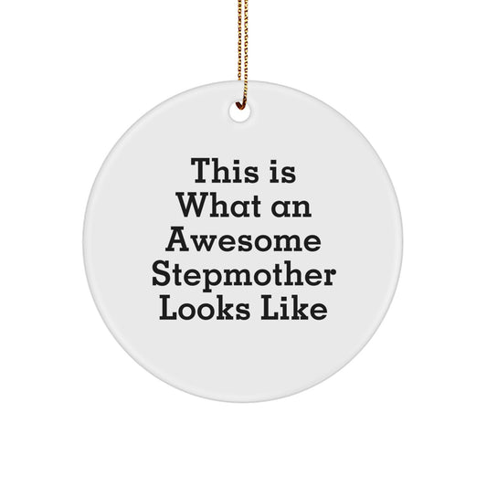 Funny Stepmother Gifts for Christmas, Stepmother Circle Ornament, This Is What An Awesome Stepmother Looks Like, Gifts from Family - Image 1