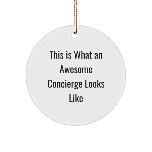 Funny Concierge Gifts from Friends - This Is What An Awesome Concierge Looks Like Circle Ornament for Christmas Unique Gifts - Image 1