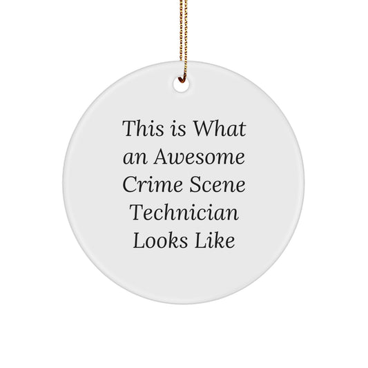 Funny Crime Scene Technician Gifts from Men for Friends - This 'Is What An Awesome Crime Scene Technician Looks Like' Circle Ornament, Christmas Unique Gifts - Image 1