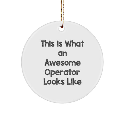 Funny Operator Gifts from Men, Operator Christmas Unique Ornaments with This Is What An Awesome Operator Looks Like Quote, Circle Shaped MDF Wooden Decor for Operator Friends, Operator Coworkers - Image 1