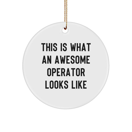 Funny Operator Gifts from Men to Operator, Operator Circle Ornament Christmas Unique Gifts, This Is What An Awesome Operator Looks Like Inspirational Circle Ornament for Operator - Image 1