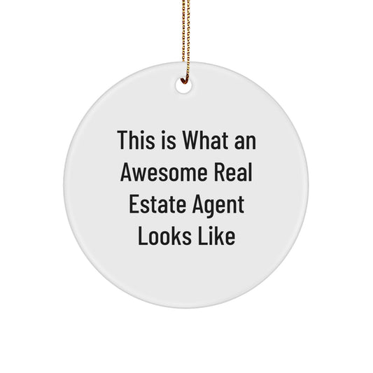 Funny Real Estate Agent Gifts from Family for Christmas Unique Gifts - Circle Ornament This Is What An Awesome Real Estate Agent Looks Like - Image 1