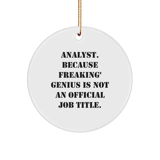 Funny Analyst Gifts from Friends for Christmas Circle Ornament - 'Analyst. Because Freaking' genius Is Not An Official Job Title.' - Image 1