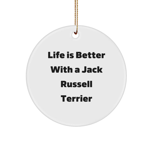 Funny Jack Russell Terrier Dog Christmas Unique Gifts for Men from Friends, Cute Circle Ornament Life Is Better With A Jack Russell Terrier - Image 1