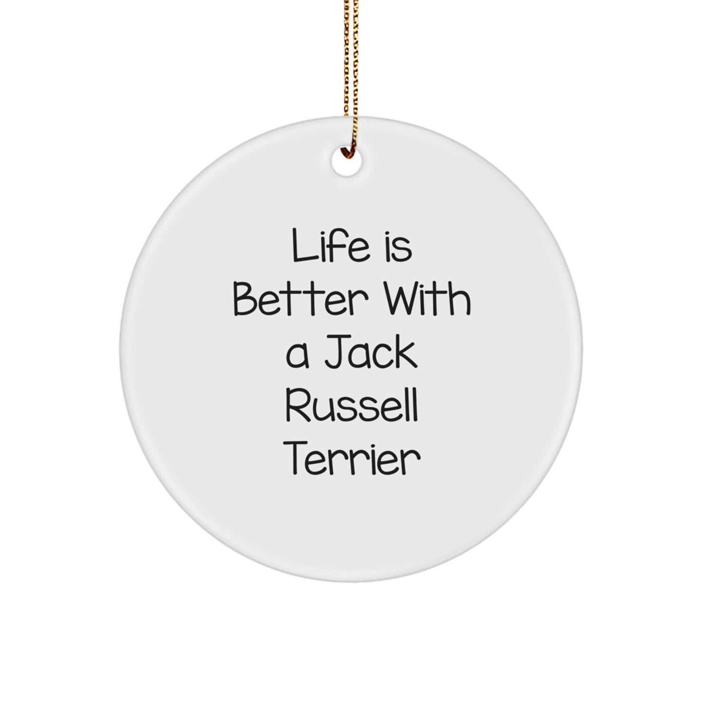 Funny Jack Russell Terrier Dog Christmas Circle Ornament Gifts from Friends Family - Image 1