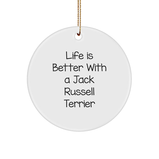 Funny Jack Russell Terrier Dog Christmas Circle Ornament Gifts from Friends Family - Image 1
