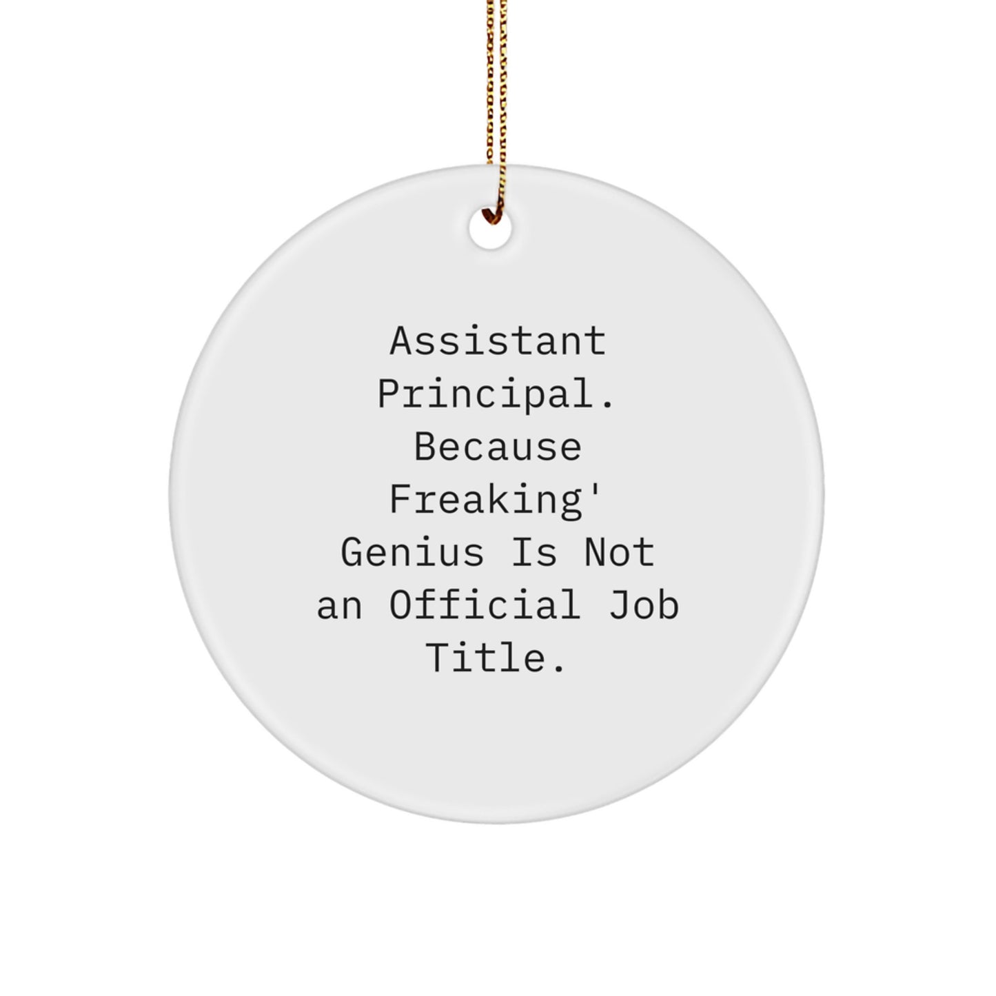 Funny Assistant Principal Gifts for Men, Circle Ornament with 'Freaking genius' Quote, Christmas Decorations Unique Gifts from Friends - Image 1
