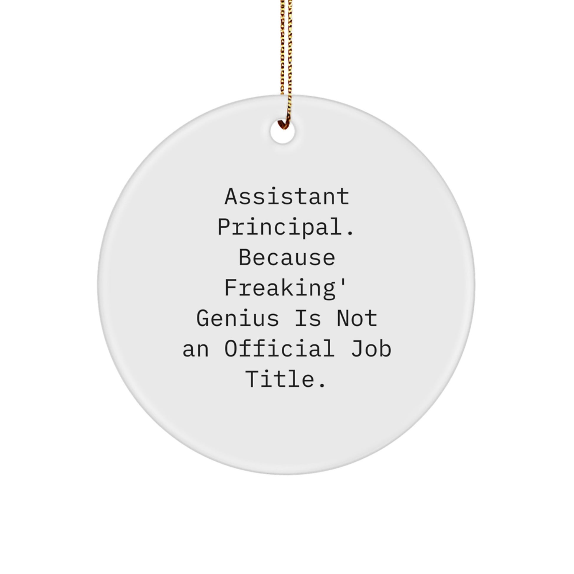 Funny Assistant Principal Gifts for Men, Circle Ornament with 'Freaking genius' Quote, Christmas Decorations Unique Gifts from Friends - Image 1