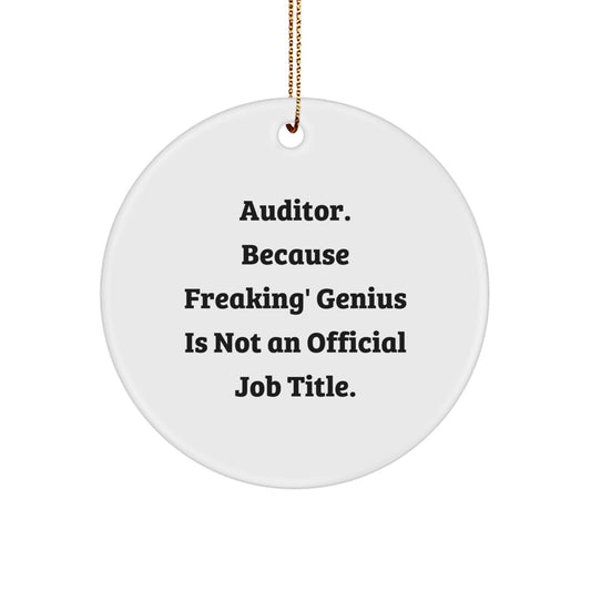 Auditor Christmas Circle Ornament Gifts from Friends, Funny Quote 'Auditor Because Freaking genius Is Not An Official Job Title' Gifts for Men - Image 1