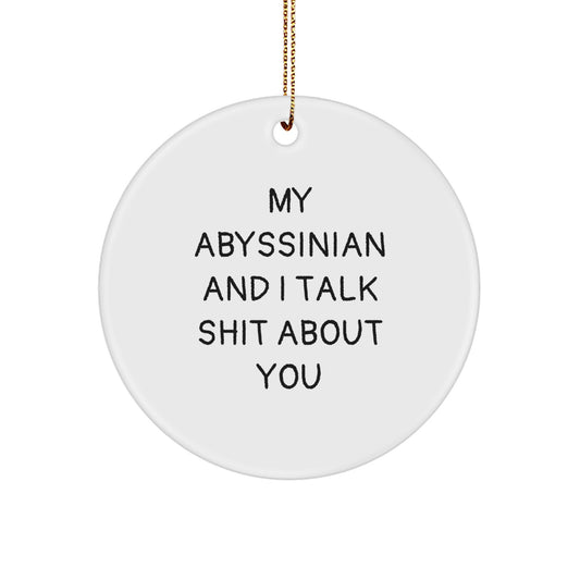 Abyssinian Cat Circle Ornament Funny Gift for Friends, Family, or Coworkers - Image 1