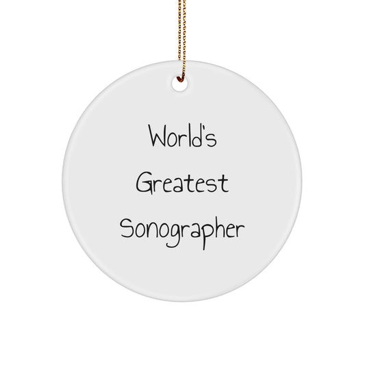 Funny Sonographer Gifts from Family, World's Greatest Sonographer Quote Circle Ornament, Christmas Unique Gifts for Sonographer - Image 1