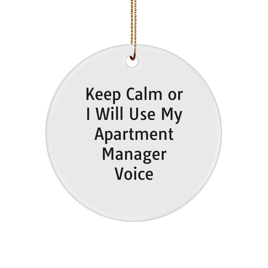 Christmas Unique Gift for Her Apartment Manager Ornament Keep Calm Present - Image 1
