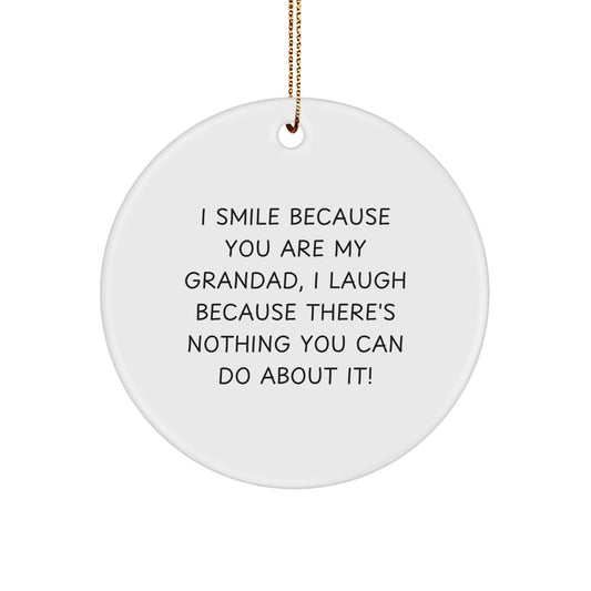 Funny Grandad Gifts for Men Christmas Circle Ornament with Smile Quote, Gifts from Grandma, Grandad is the Best - Image 1