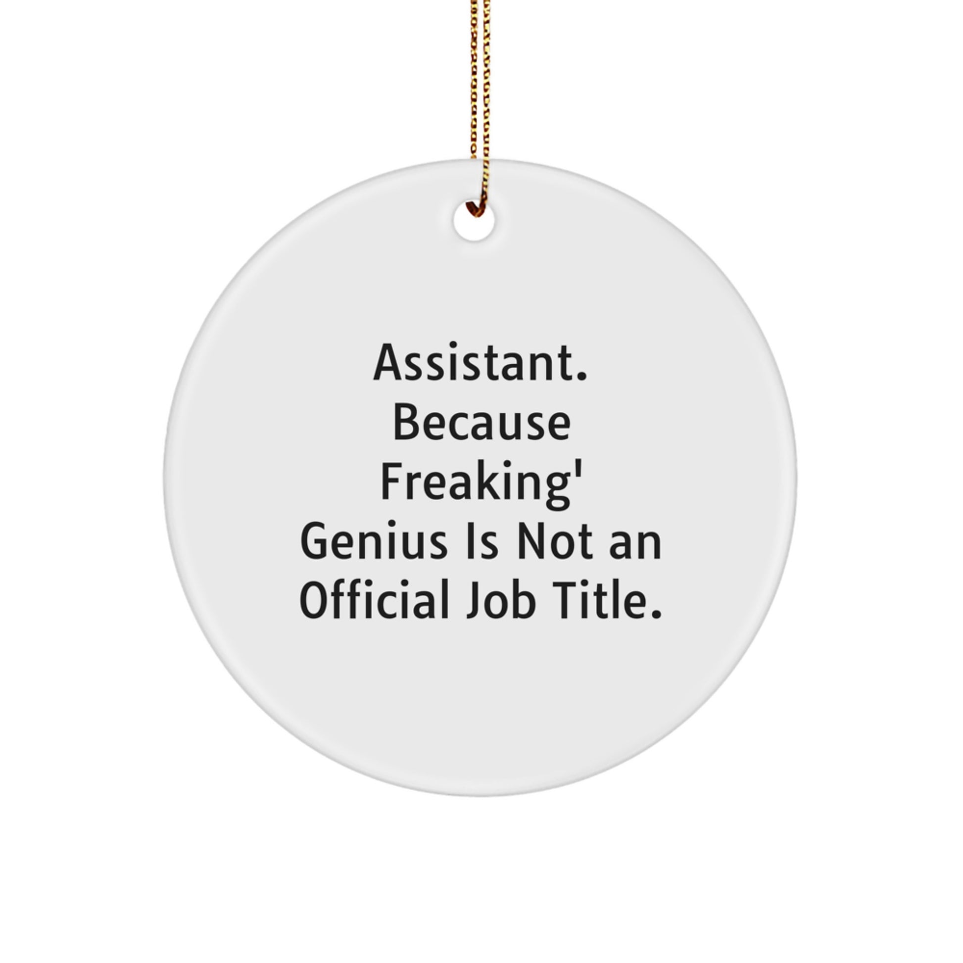 Funny Assistant Gifts for Men, 'Assistant Because Freaking genius Is Not An Official Job Title' Christmas Unique Circle Ornament, Circle Shaped Desk Decoration, Gifts from Family, Friends, Coworkers - Image 1