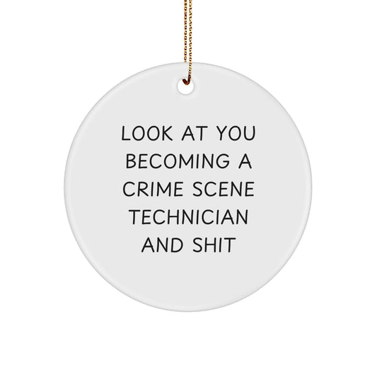Crime Scene Technician Circle Ornament for Him Christmas Unique Gift Funny - Image 1