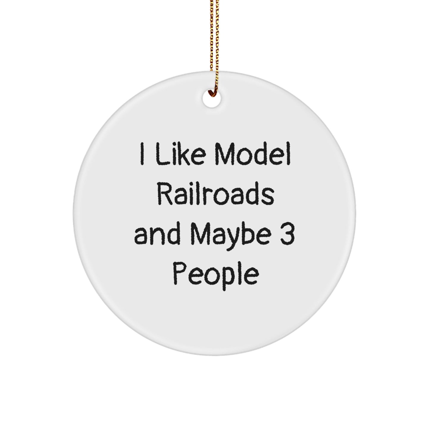 Model Railroads Circle Christmas Ornament White Idea for Coworkers Gift - Image 1