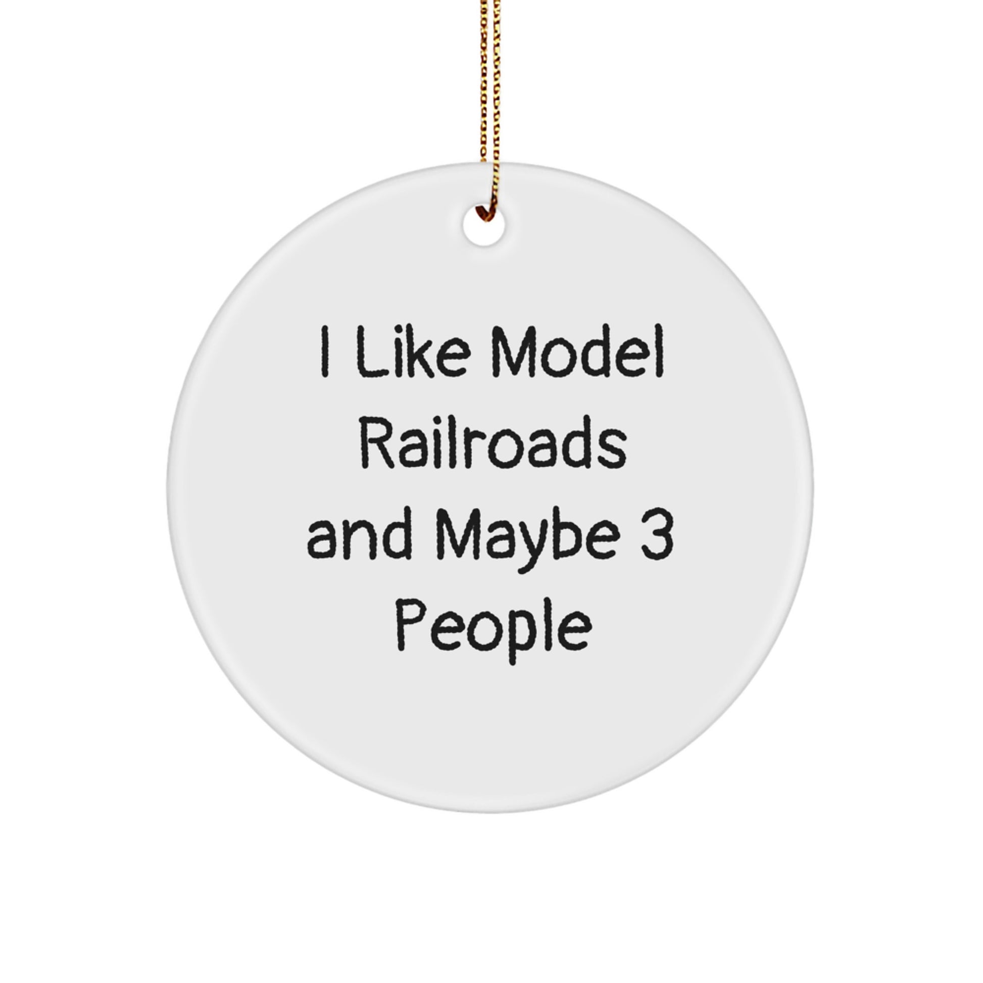 Model Railroads Circle Christmas Ornament White Idea for Coworkers Gift - Image 1