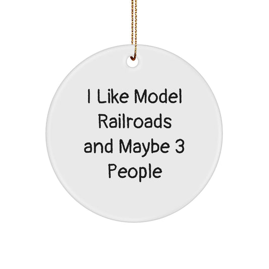 Model Railroads Circle Christmas Ornament White Idea for Coworkers Gift - Image 1