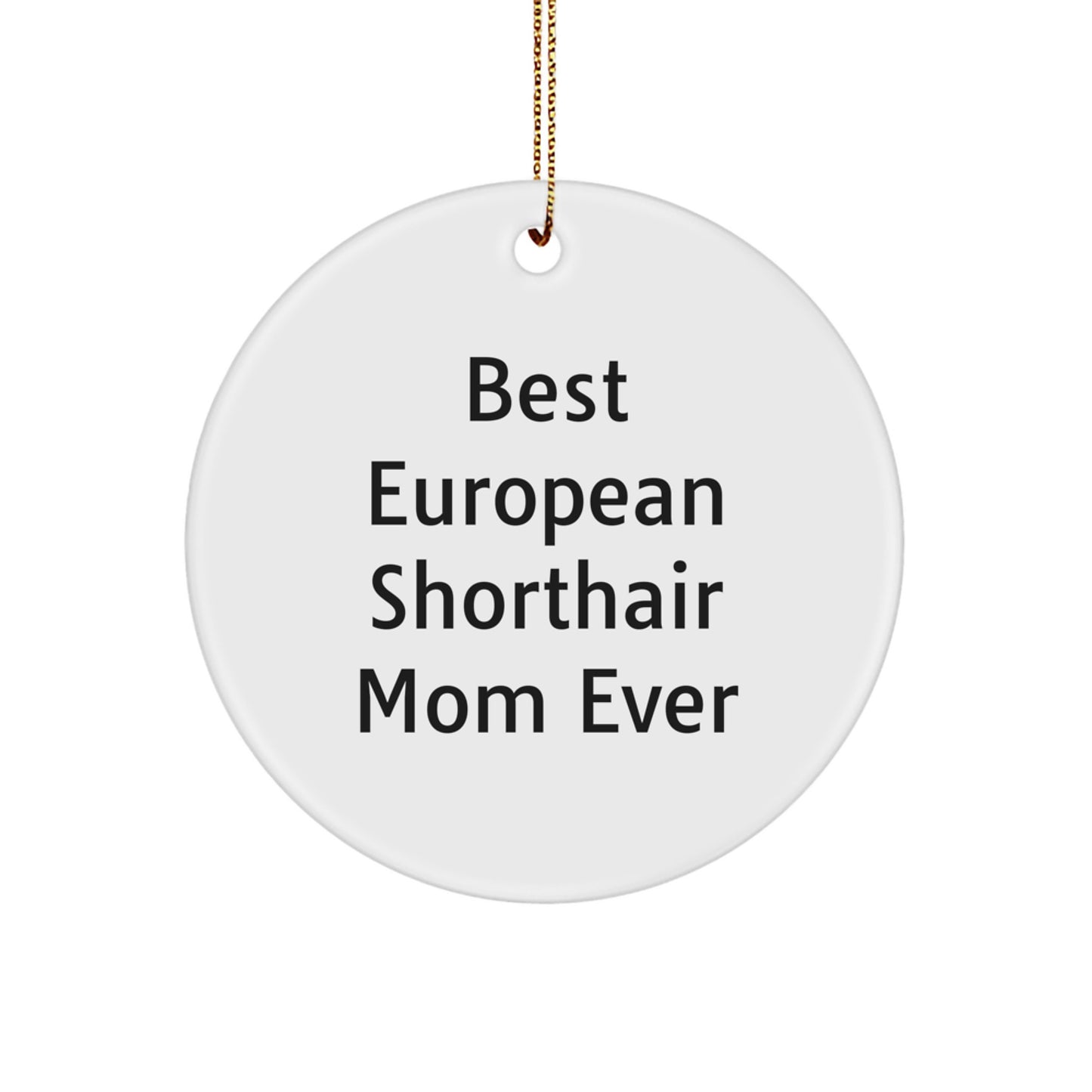 Christmas Unique Gifts for European Shorthair Cat Mom from Friends, Funny Quote Circle Ornament, Personalized Cat Lover Decor - Image 1