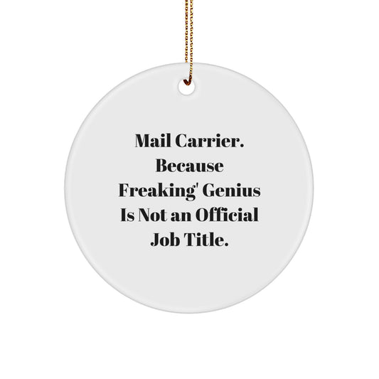 Funny Mail Carrier Christmas Circle Ornament Gifts from Friends, Coworkers, Family to Mail Carrier, Men, Women, and Kids - Image 1