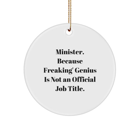 Christmas Gift for Her Minister Ornament Present Brightly Printed - Image 1