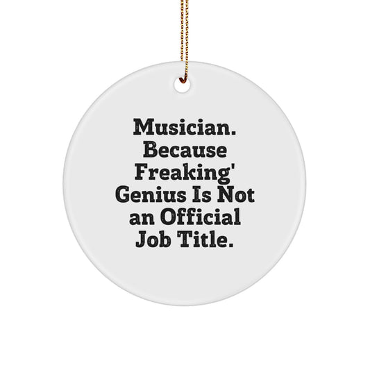 Funny Musician Gifts, Circle Ornament for Musician Friends, Gifts from Family for Musician Men, Because Freaking genius Is Not An Official Job Title, Christmas Unique Gifts - Image 1