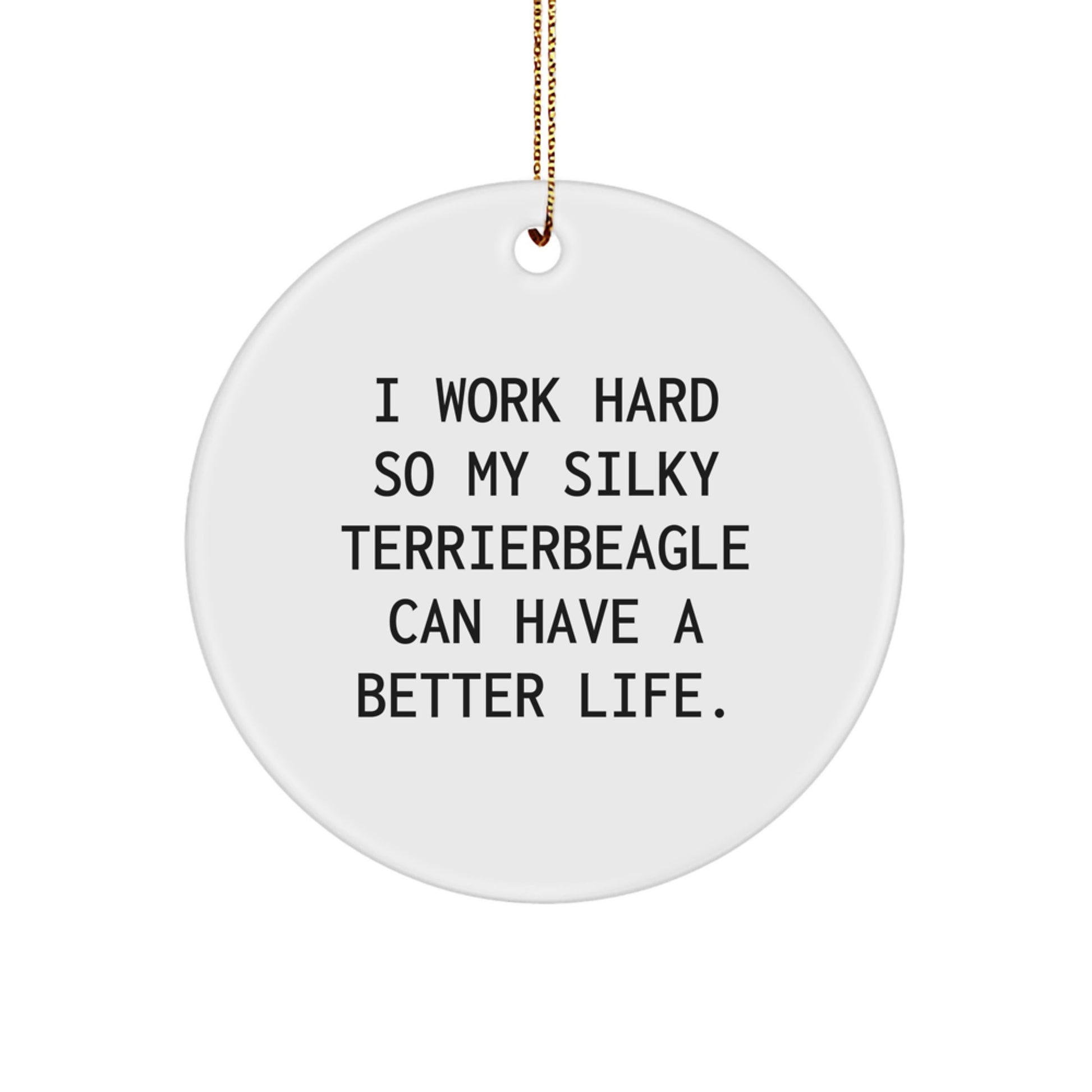 Funny Silky Terrierbeagle Lover Gifts from Men, Women, or Friends for Christmas Unique Circle Ornament - Image 1