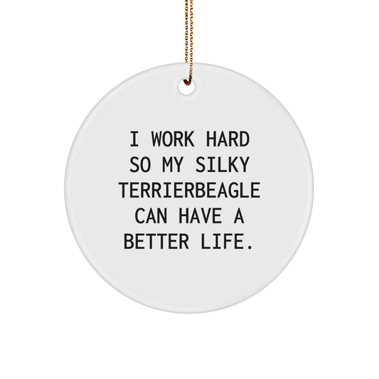 Funny Silky Terrierbeagle Lover Gifts from Men, Women, or Friends for Christmas Unique Circle Ornament - Image 1