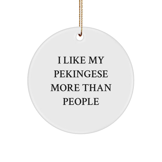 Funny Pekingese Dog Christmas Unique Gifts from Friends, Gifts for Pekingese Dog Lovers, Circle Ornament - Image 1