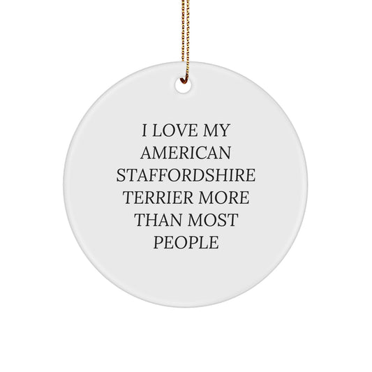 Funny American Staffordshire Terrier Dog Circle Ornament Gifts for Him from Friends Christmas Unique Gifts - Image 1