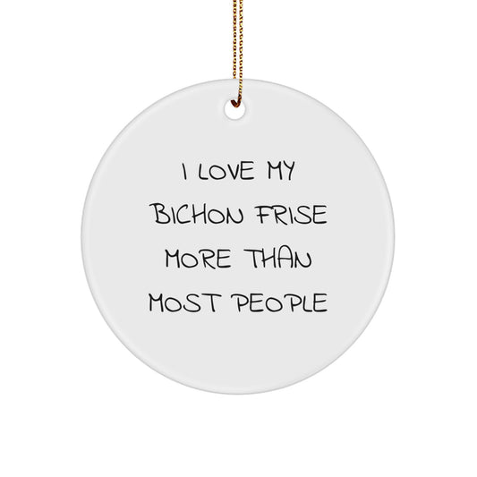Funny Bichon Frise Dog Gifts for Family - I Love My Bichon Frise More Than Most People - Christmas Unique Ornaments for Home - Image 1