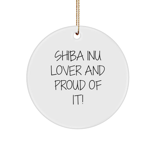 Funny Shiba Inu Dog Lover Gifts from Friends for Christmas Unique Shaped Circle Ornament - Image 1