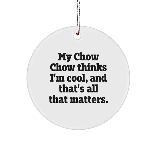 Chow Chow Dog Lover Gifts from Friends and Family - Funny Chow Chow Think I'm Cool Circle Ornament for Christmas Unique Gifts - Image 1