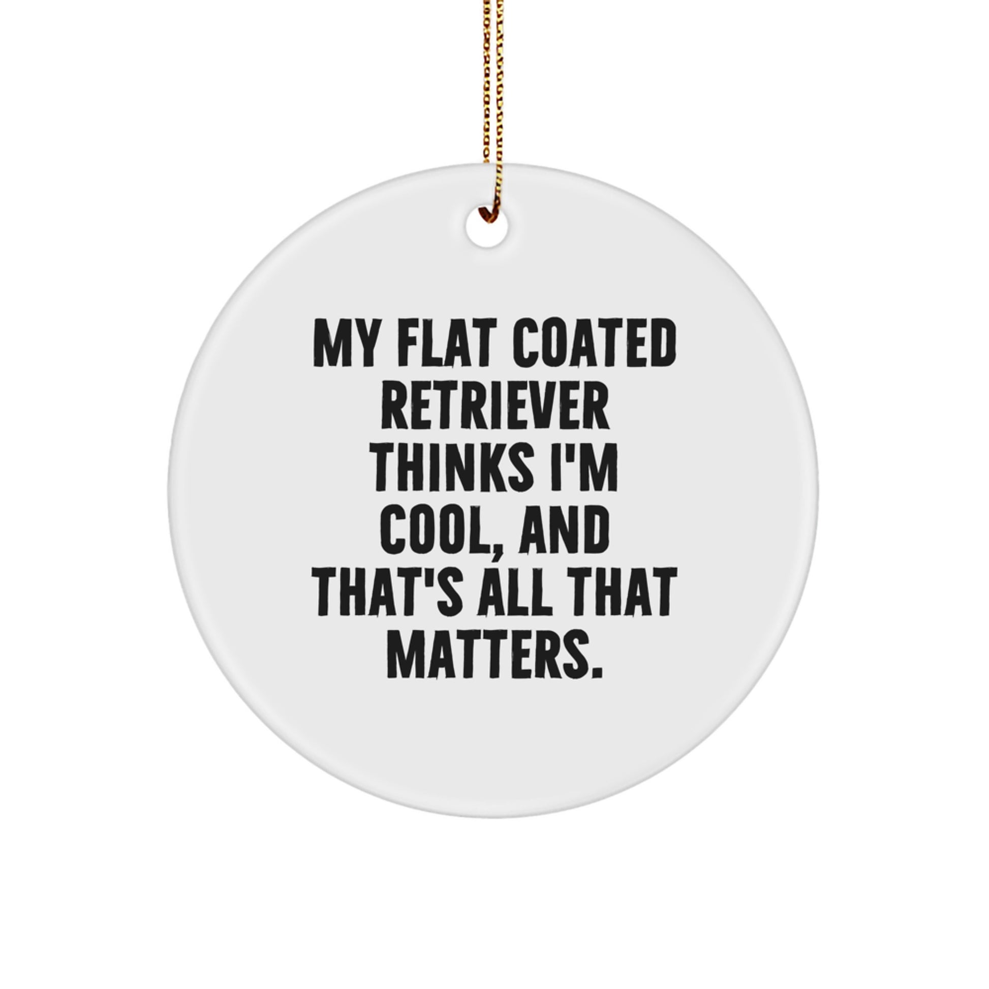 Funny Flat Coated Retriever Dog Gifts for Men, Unique Christmas Unique Gifts from Friends to Family, Circle Ornament My Flat Coated Retriever Thinks I'm Cool - Image 1