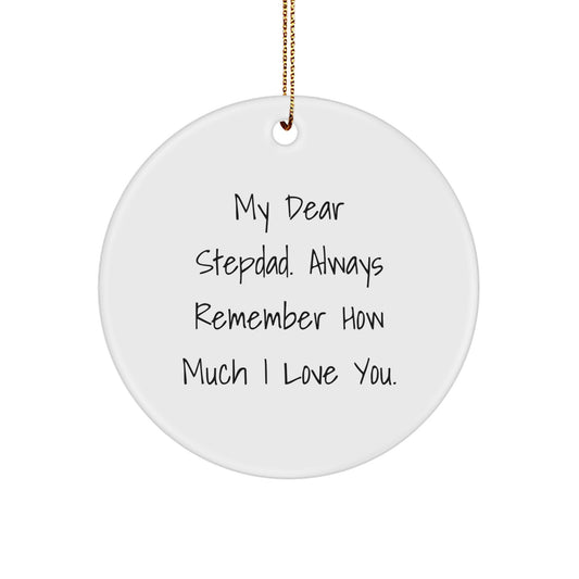 Funny Stepdad Gifts - Christmas Unique Ornaments for Him - 'My Dear Stepdad' Circle Ornament Gifts from Family - Image 1