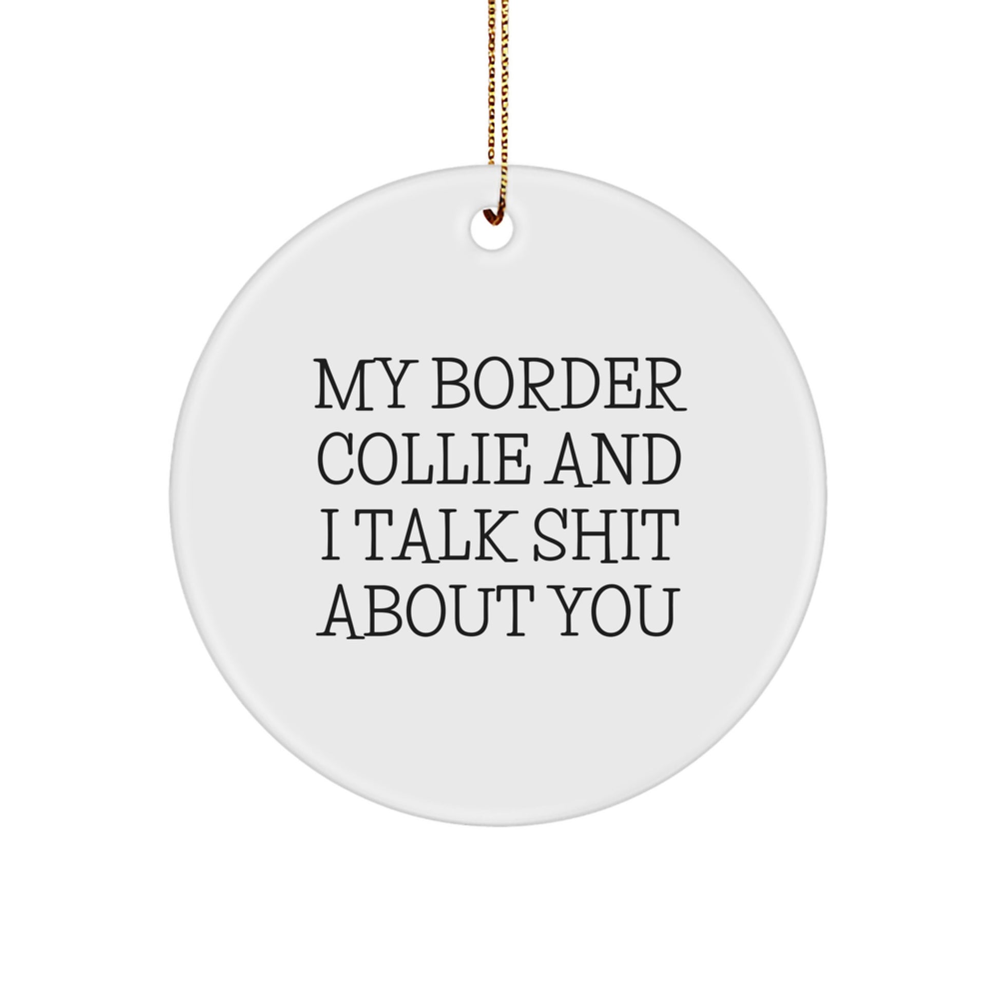 Funny Border Collie Dog Gifts from Family for Men - Unique Circle Ornament with 'My Border Collie And I Talk Shit About You' Quote for Christmas - Image 1