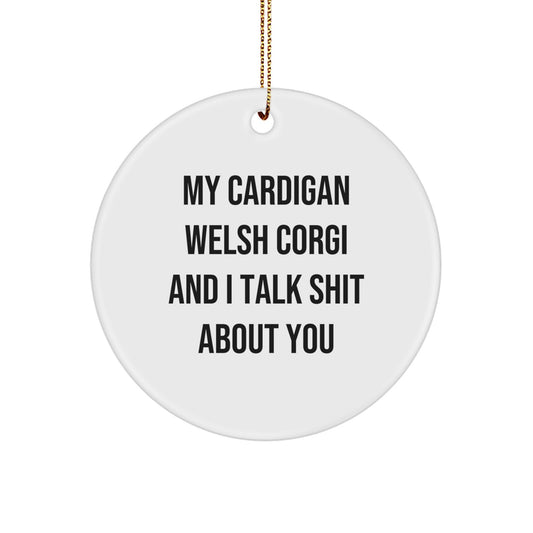 Christmas Gift for Her Cardigan Welsh Corgi Circle Ornament Present - Image 1