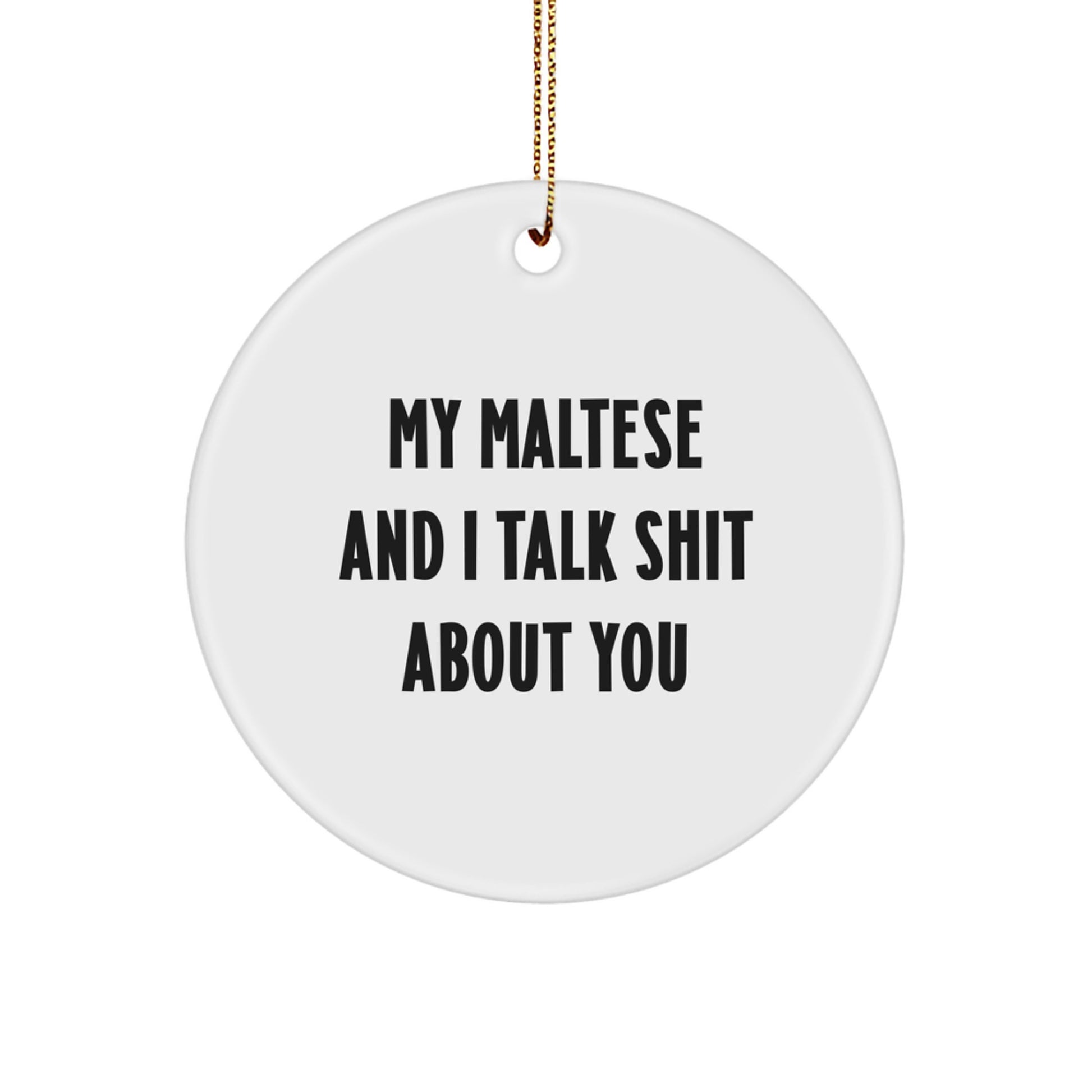 Maltese Dog Funny Circle Ornament, Gifts from Friends for Maltese Dog, Christmas Unique Gifts, My Maltese And I Talk Shit About You - Image 1