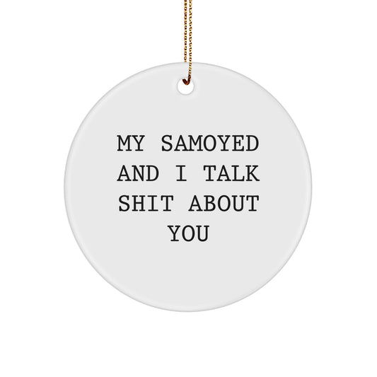 Samoyed Dog Lover Gifts Funny Circle Ornaments for Christmas from Friends, Unique Christmas Unique Gifts for Samoyed Dog Owners - Image 1